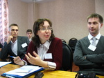 Заседание секции Форума: выступает член Российского союза молодых ученых Елена Козловцева