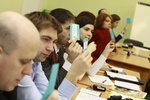 Голосование на заседании Съезда Российского союза молодых ученых