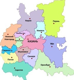 Карта Приволжского федерального округа