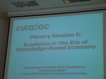 Информационный экран пленарного заседания "Академия в эру экономики, основанной на знаниях"