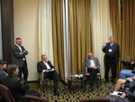 Слева направо: Глава российского представительства DFG Йорн Ахтерберг, Вице-президент DAAD Макс Хубер, Вице-президент DFG Петер Функе и Глава российского представительства DAAD Грегор Бергхорн