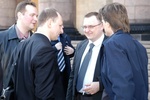Представители Российского союза молодых ученых (слева направо): Дмитрий Иванов, Александр Азбель, Василий Рудь и Александр Щеглов