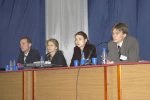 Члены Президиума Съезда молодых ученых России (слева направо): Д.В. Иванов, Н.А. Мурашова, О.В. Бояркина, А.В. Щеглов